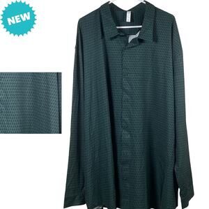Stylus Diamond Shirt Men's Size 4XL Green Long Sleeve Button Up Geometric NEW